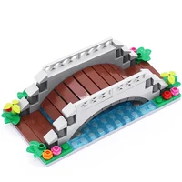 120pcs MOC Scene Layout DIY Creek Building Block Set 64648 Flower Brick Brown Bridge 1
