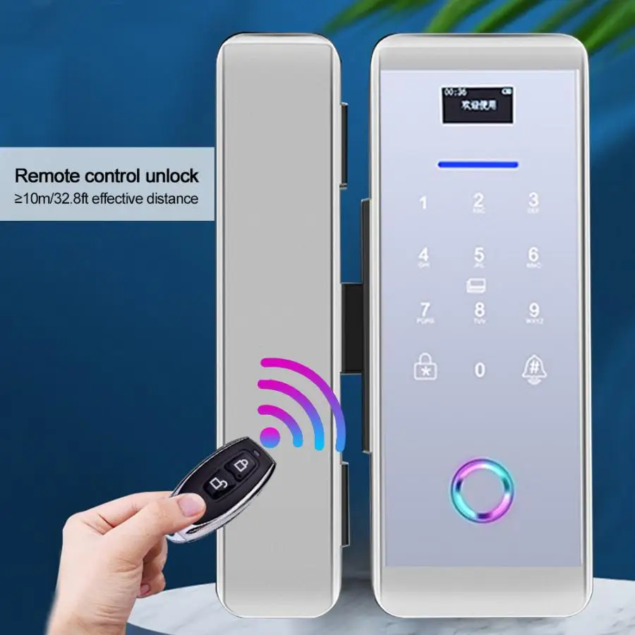 Отпечатков пальцев пароль IC карты стекло дверной замок Bluetooth приложение управление сигнализация Система контроля доступа cerradura pandta