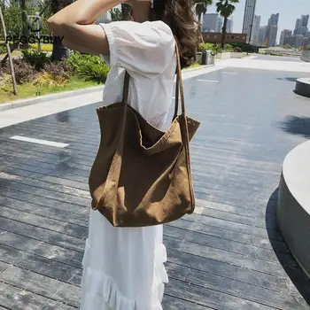 

Fashion Women Canvas Handbag Pure Color Shoulder Bag Large Capacity Totes Handbags Designer Sac A Main Ladies Messenger Bag