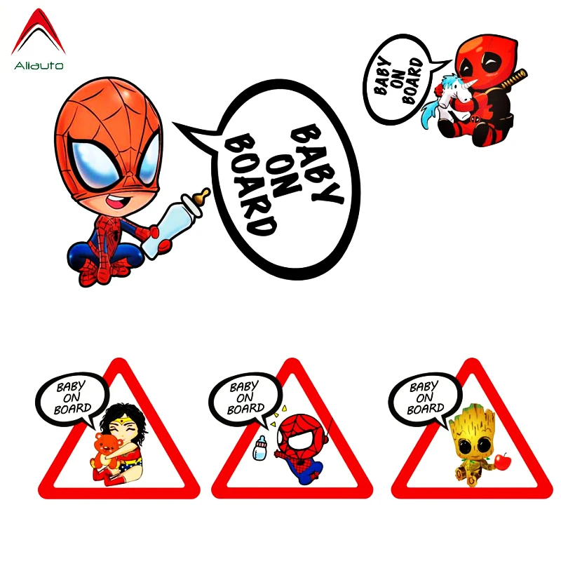 

Aliauto Superheroes Baby on Board Reflective Car Stickers & Decals Vinyl Funny Decoration for Volkswagen Skoda Honda Lada Golf