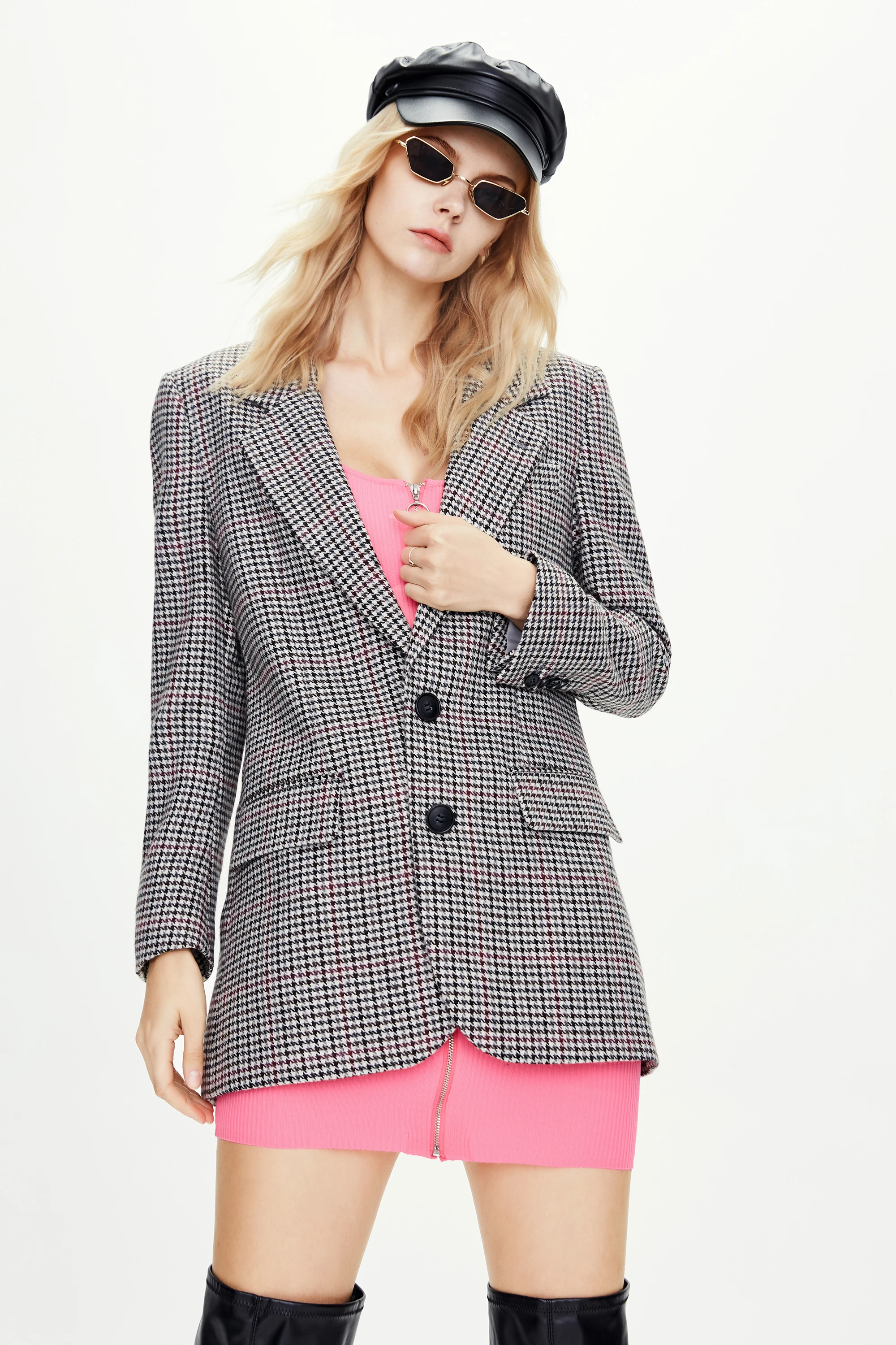 New Wool Plaid Suit Coat In Autumn / Winter 2020 Blazer Women Femme Veste