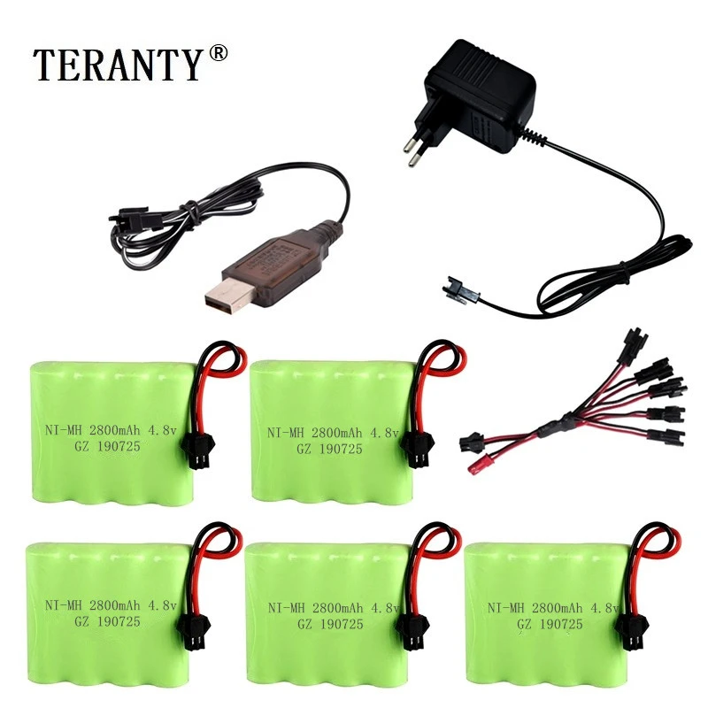

(SM Plug) Ni-MH 4.8v 2800mah Battery + USB Charger For Rc toys Cars Tanks Robots Boats Guns 4* AA 4.8v Rechargeable Battery Pack