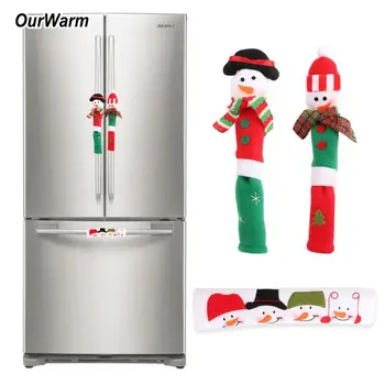 

OurWarm New Year Fridge Handle Covers Christmas Microwave Oven Dishwasher Door Handle Cover Christmas Decorations for Home 2019