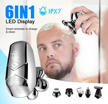 IPX7 Waterproof Electric Shaver LCD Display Razor for Men Beard Hair Trimmer USB Rechargeable Bald Head Shaving Machine