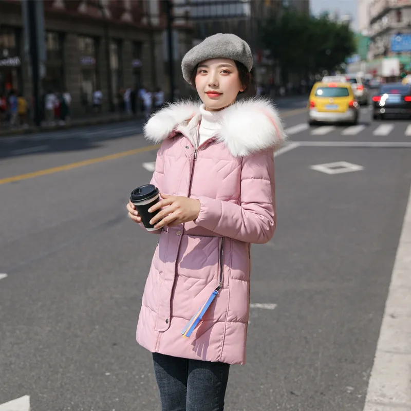 

High quality cotton clothes,Down Cotton-padded Jacket Female,Medium and Long,Korean Version of Loose Heavy Wool Collar Coat