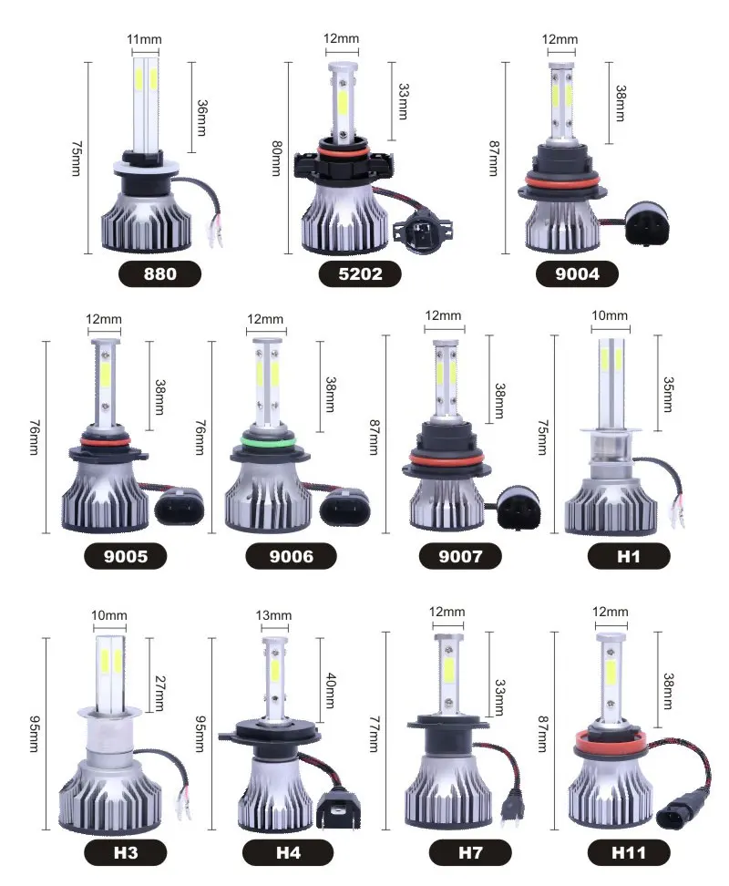 Elglux 4-сторонняя лампа для автомобиля светодиодный фар 12000LM светодиодный H7 H4 H8 H9 H11 H13 9005 9006 9012 9003 9004 9007 5202 лампы для фар фары