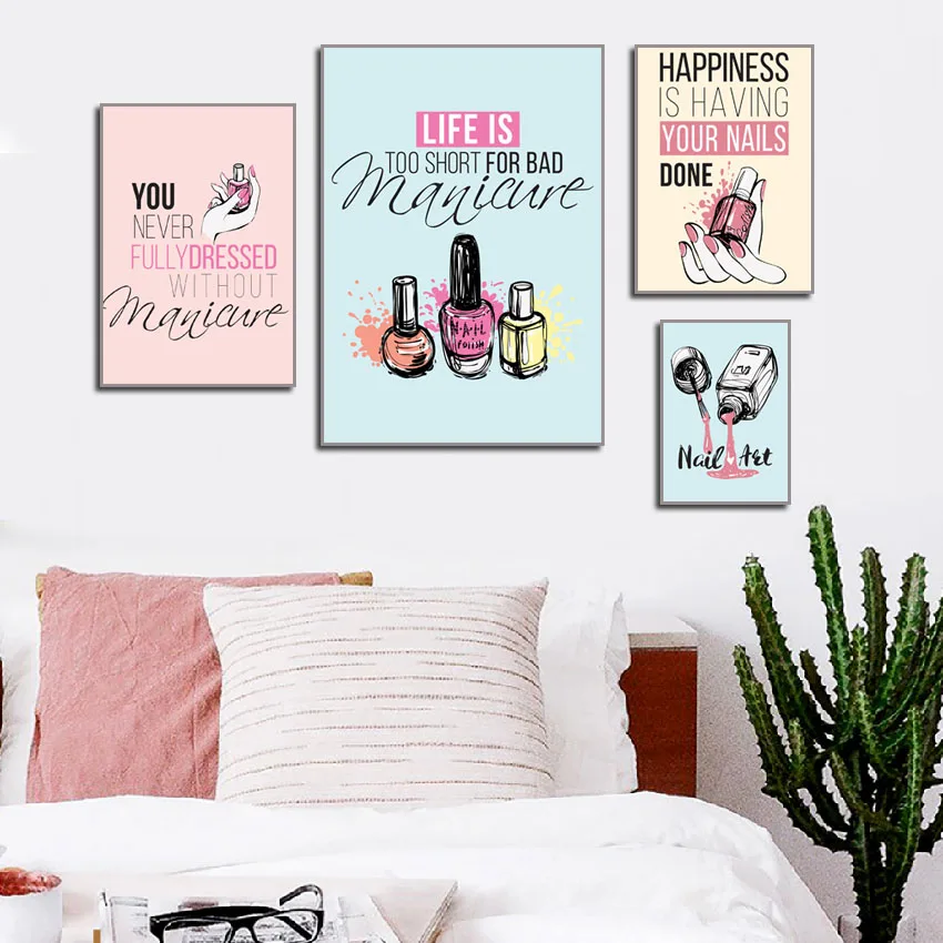 

Nail Polish Quotes Salon Wall Decor Art Canvas Painting Nordic Posters Wall Pictures Poster One Piece Living Room Decoration