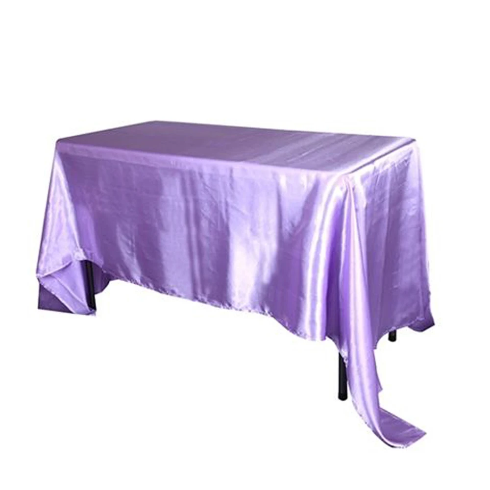  145x320cm White/Black Tablecloths Table Cover Rectangular Satin Tablecloth for Wedding Birthday Par