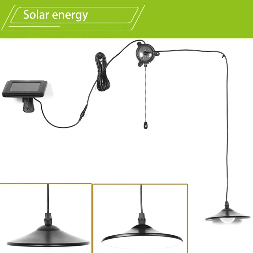 

4 LEDs Solar Lights Stainless Steel Ceiling Lights with Remote Control Home Lighting Study Drawstring Control Lamp