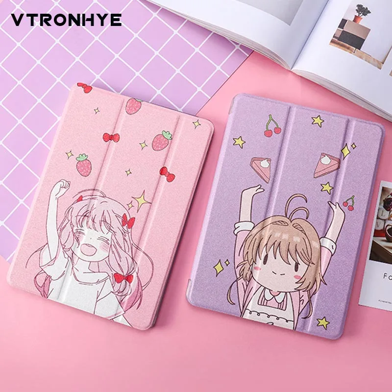 

Tablet Case for iPad air 3/Mini 5 2019 Cover Lovely Cartoon PU+Silicon Back Smart Cover for iPad 9.7 2018 Air 1/2 Mini 4 Coque