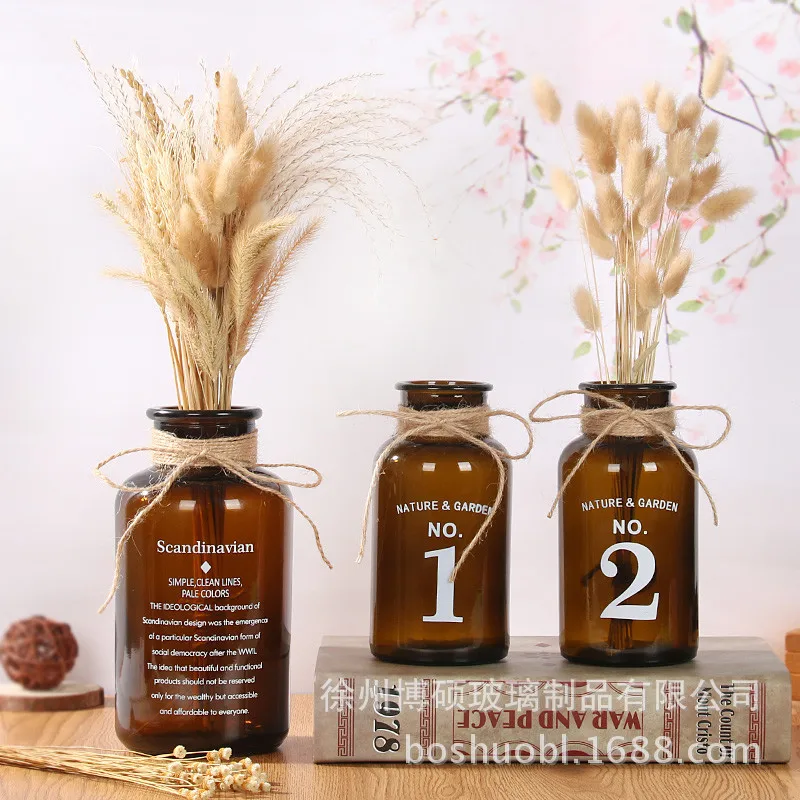 Nordic 20 Kinds INS Wind Glass Reagent Vase Hydroponic Dried Flower Small Vase Living Room Decoration with rope and sticker Nordic 20 Kinds INS Wind Glass Reagent Vase Hydroponic Dried Flower Small Vase Living Room Decoration with rope and sticker