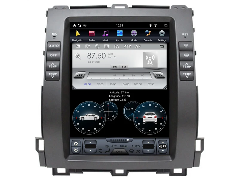 10,4 дюймов вертикальный экран радио плеер для Toyota Prado LC120 gps tesla головное устройство шесть ядер 32 Гб rom Android 8,1 Автомобильный мультимедийный