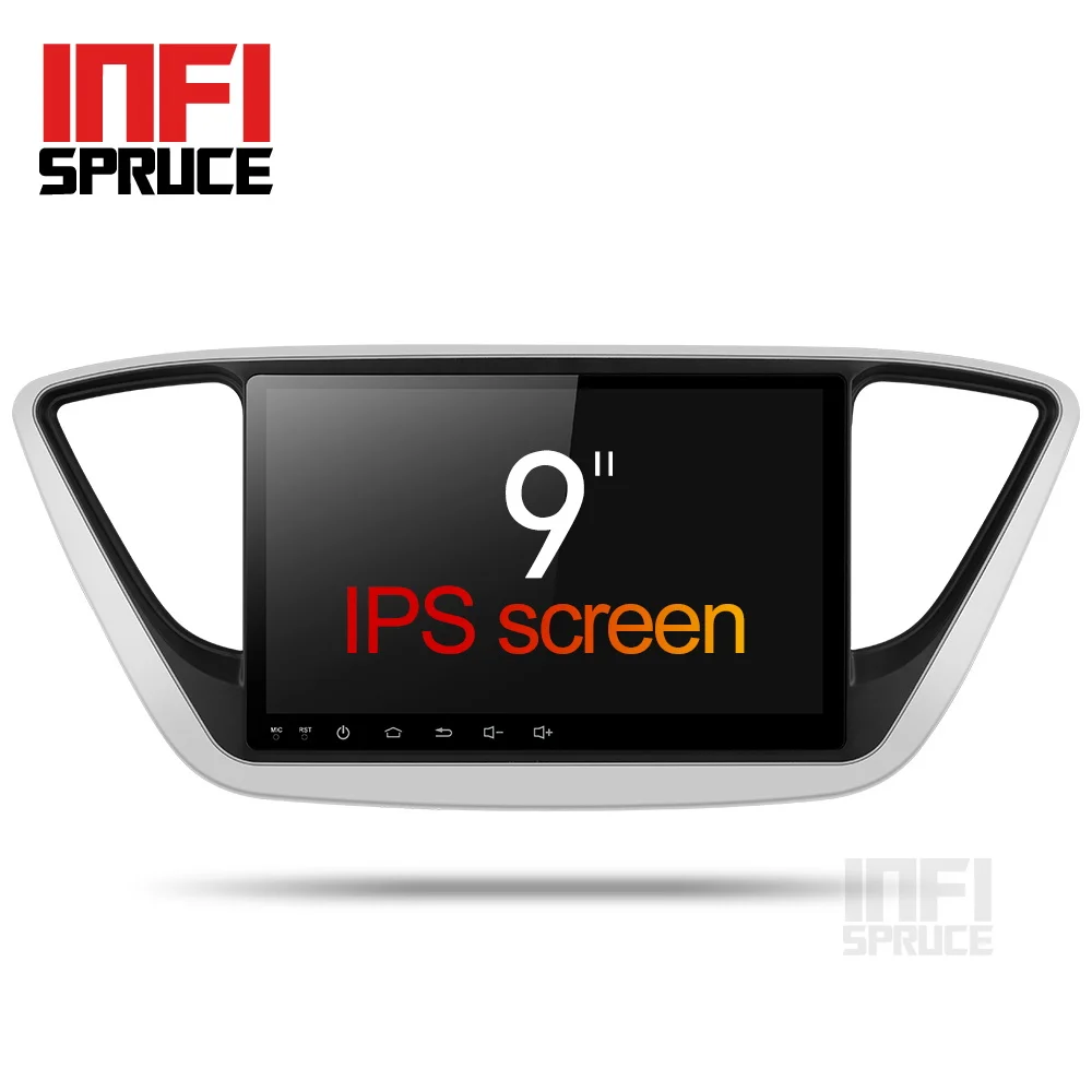Discount infispruce Car DVD GPS For Hyundai Verna Solaris 2017 Quad Core 9" Android 9.0  Car pc Head unit 1024*600 Car Radio Navigation 1