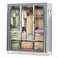 Simple Cloth Wardrobe Fabric Steel Tube Assembly Closet Bedroom Clothes Hanging Storage Wardrobe Dormitory Storage Cabinet 2
