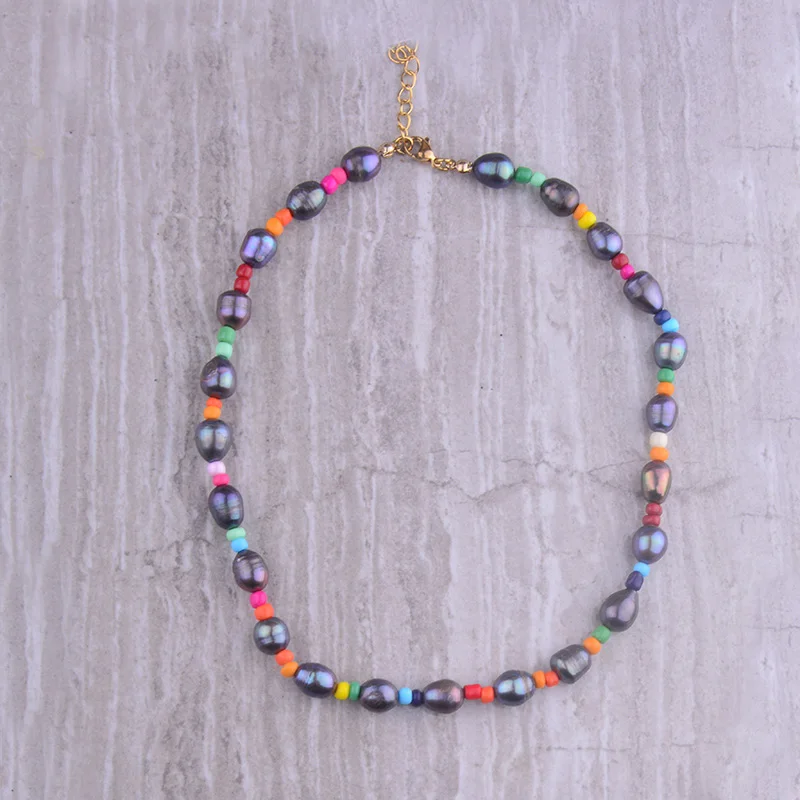 Boho, колье из пресноводного жемчуга, ожерелье с кулоном, женское, erkek kolye bijoux femme, ожерелье из бисера, ожерелье, мода - Окраска металла: necklace