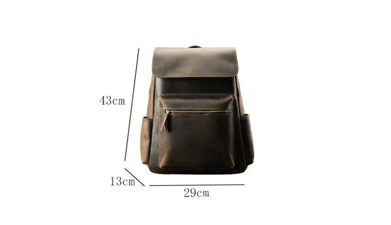 PNDME retro high quality genuine leather men backpack crazy horse leather bookbag simple outdoor casual designer laptop bagpack
