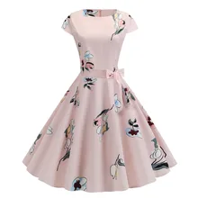 Sisjuly, женские летние милые розовые платья с цветочным рисунком, винтажные платья трапециевидной формы 1950 s, длина до колена, высокая талия, праздничное платье для девочек, vestidos