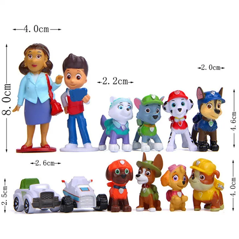 Paw Patrol 12Pcs/8Pcs Mini Dog Modle Patrol Puppy Captain Action Figure Model New year Boy's Gift Toys for Children