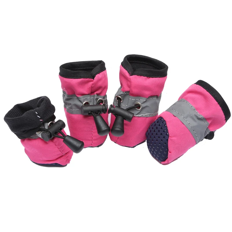 Обувь для маленьких собак, водонепроницаемые Нескользящие пинетки для домашних животных, щенок чихуахуа, регулируемый светоотражающий обувь для собаки питомец - Цвет: Pink