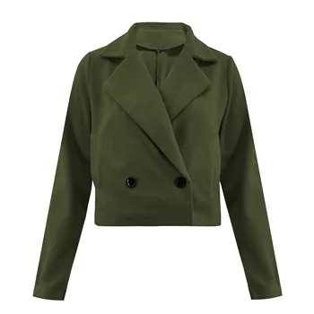 

Women Chic Solid Blazer Buttons Double Breasted Long Sleeve Office Wear Coat Female Casual Short Outerwear Tops