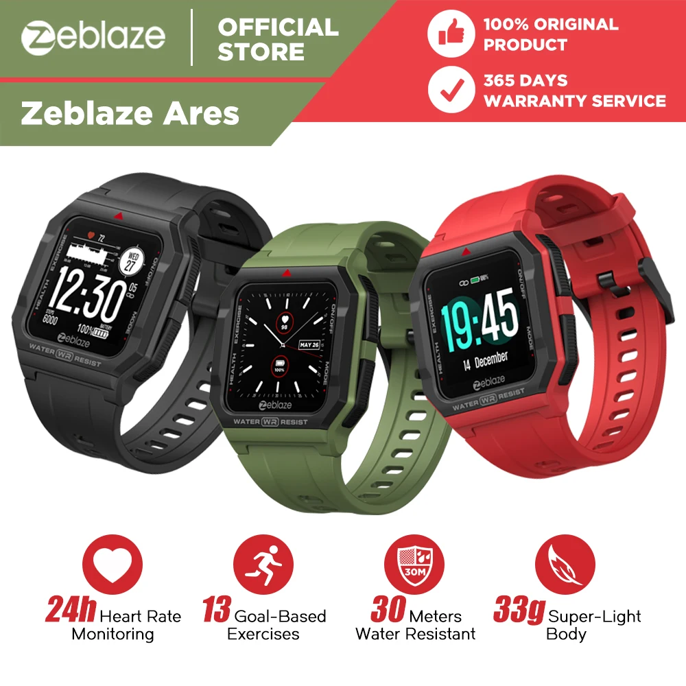 NEW 2021 Zeblaze Ares Smart Watch Blood Pressure Multi-Watch Faces Smartwatch Heart Rate 15 Days Battery Life Custom Watch Face