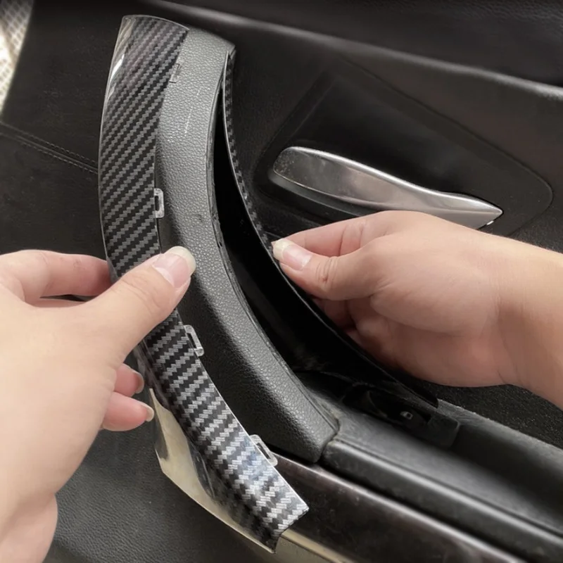 

2pcs Car Accessories Carbon Texture Left / Right Door Handle Pull Cover Trim For BMW 3 Series E90 E91 316 318 320 325 328i