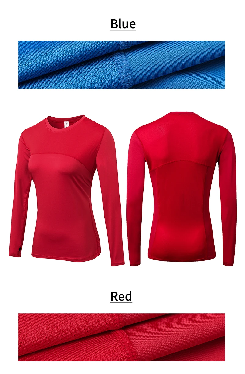 New Women's Long Sleeve Compression Tights Yoga Shirt Woman Running Fitness T-shirts Workout Sports Top Female Gym Clothing