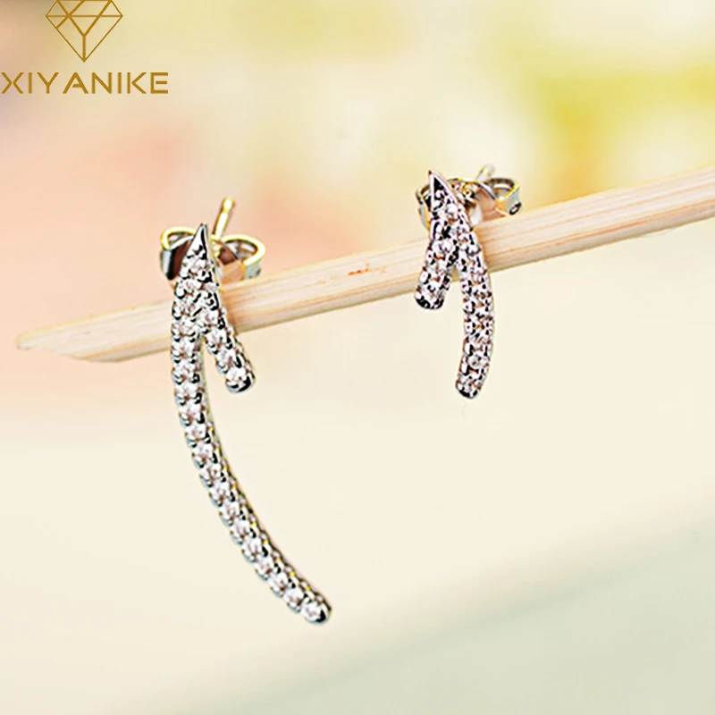 XIYANIKE, 925 пробы, серебряные серьги-гвоздики для предотвращения аллергии, асимметричное ювелирное изделие для женщин, пара, Модные Простые Вечерние ювелирные изделия