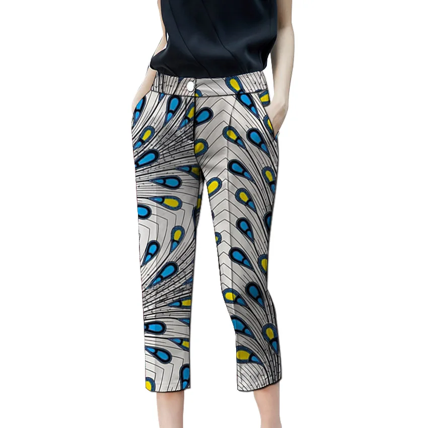 Африканские модные укороченные брюки, женские брюки, дизайнерские узоры, Африканский стиль, принт в африканском стиле, брюки-карандаш, женские брюки «dashiki» - Цвет: 8