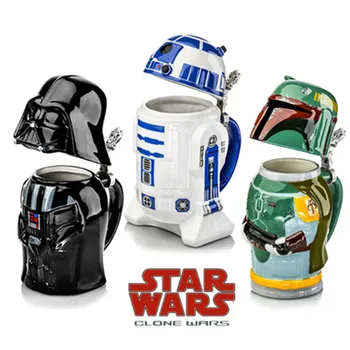 

Disney Star Wars Darth Vader R2-D2 Robot Boba Fett Cover Band Ceramics Mug Stereoscopic Cartoon Office Coffee Cup X5035