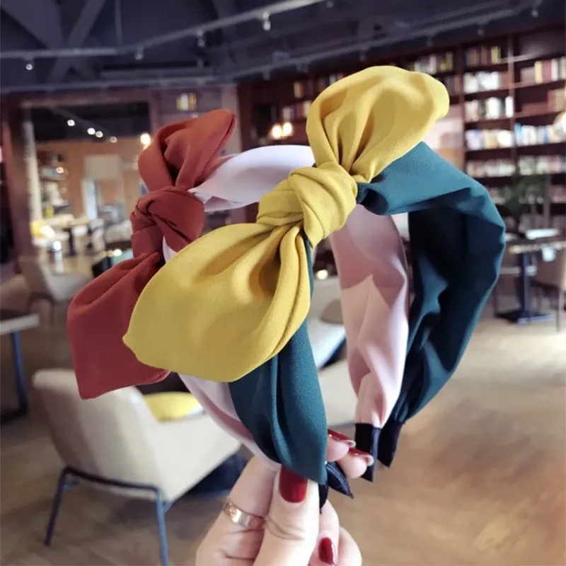 

Bowknot South Korea New Style Fabric Multi Color Hair Accessories Rabbit Ears Wide Edge Headband Lady