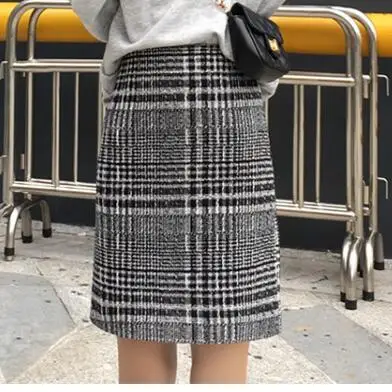 Love It Tweed розовая серая клетчатая юбка Женская Осенняя зимняя прямая короткая мини-юбка Kawaii Jupe Courte Faldas Cortas Gonne - Цвет: Серый