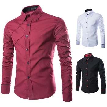 

Men's Business Shirt Fashion Slim Fit Shirt Long Sleeve Casual Lapel Tops