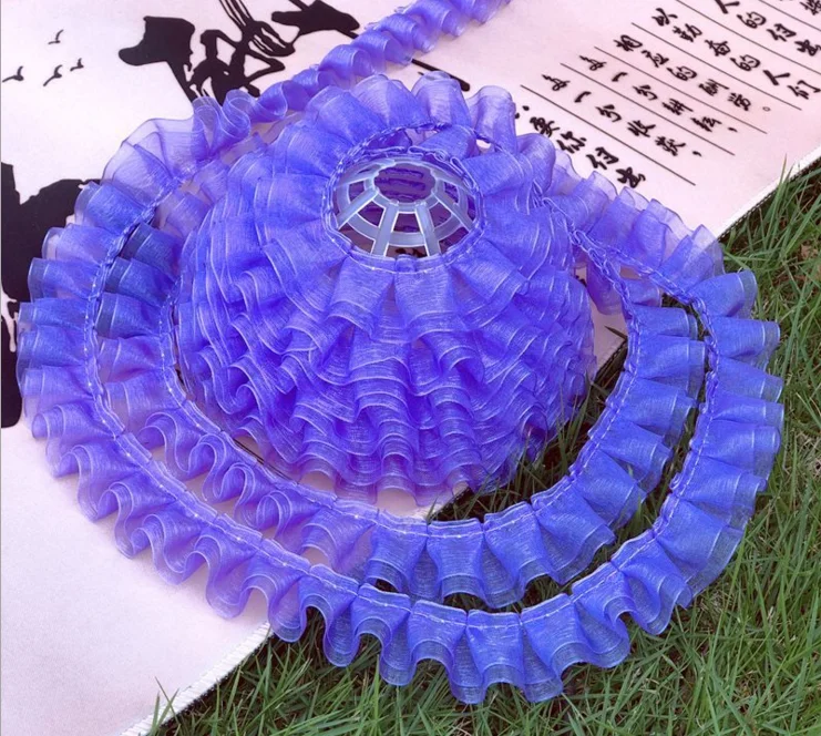 PT2020004 sheer organza pleat trim purple