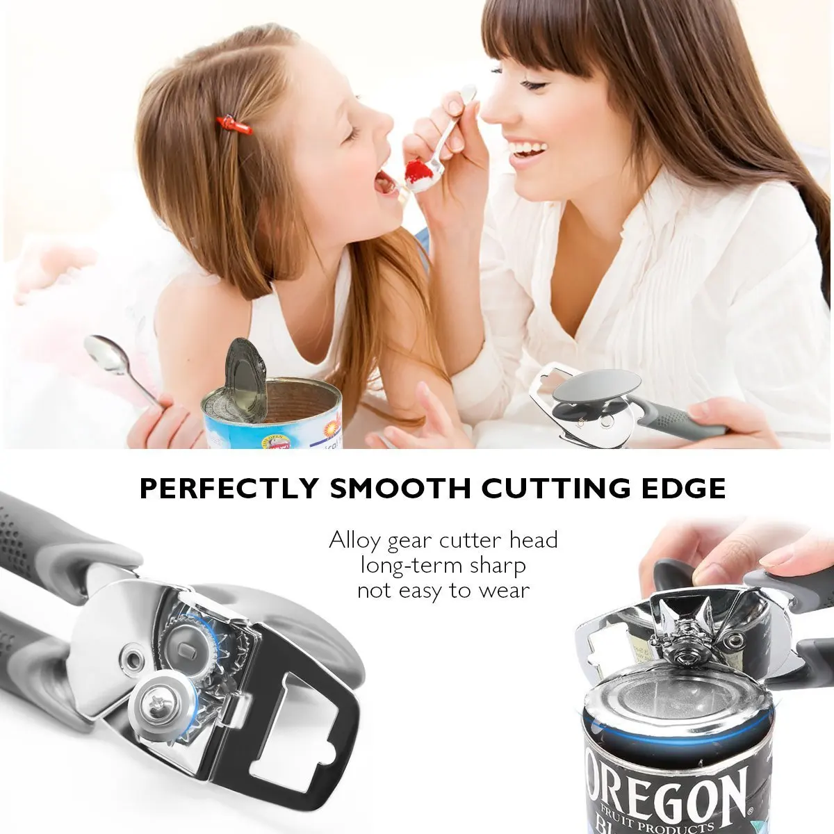 Can Opener Manual,Heavy Duty Can Openers,Can Opener Smooth Edge with Sharp Stainless Steel Blade, Comfortable Ergonomic Handle