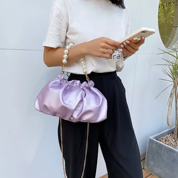 

Fashion Creative Shoulder Bag Classic Texture Delicate Design Women PU Leather Pearl Handbag Phone Purse Messenger Pouch