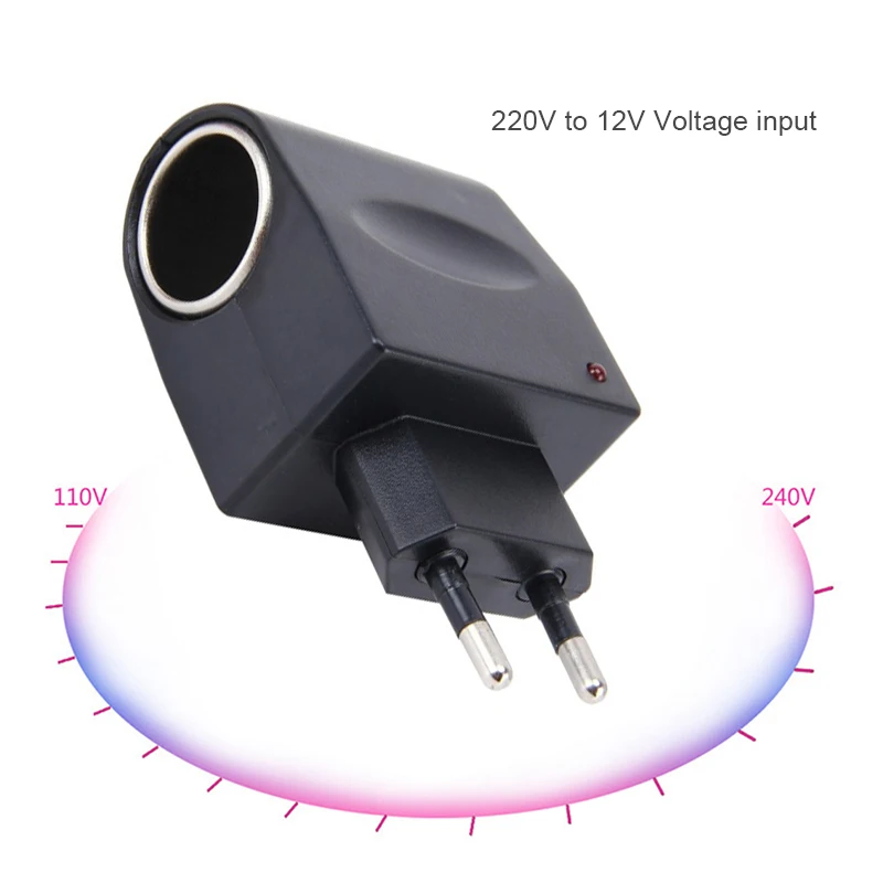 Адаптер для автомобильного прикуривателя AC 220V To DC 12V EU US Plug Converter настенная