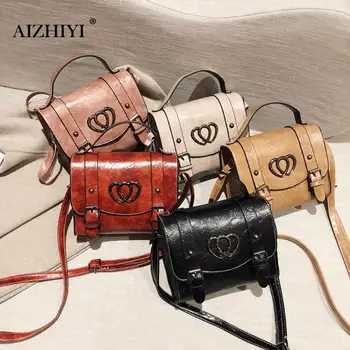 

Ladies Solid Color Vintage Crossbody Bag Women Love Decor Purse Female Flap Casual PU Leather Shoulder Messenger Handbags