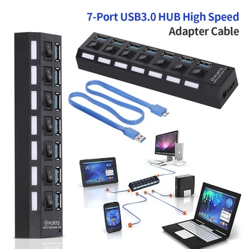 

Expander with Switch For PC 7-Port USB 3.0 HUB USB Splitter 7 Ports
