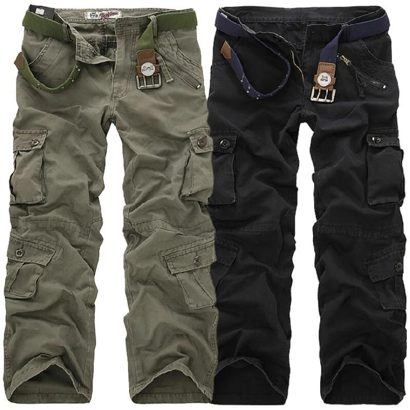 

Cotton Cargo Pants Men Casual Multi-Pocket Overalls Hip Hop Joggers Army Military Straight Camouflage Pants Tactical Trousers
