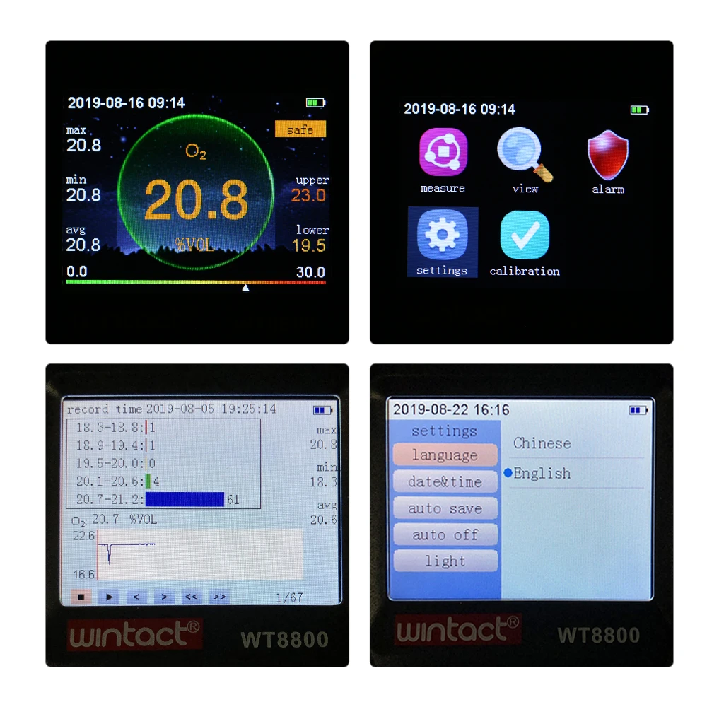 WT8800 кислородный метр профессиональный портативный кислородный детектор(O2) концентрации+ ЖК-дисплей Звук-свет и вибрационная сигнализация