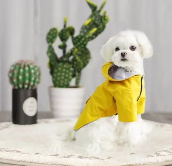 

Pet Raincoat Reflect Light Hooded Reflective Puppy Rain Coat Waterproof Jacket for Cat Dogs Soft Breathable Mesh Dog Clothes