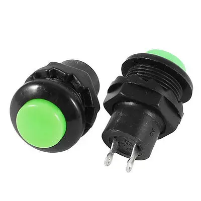 

2 Pcs AC 125V/3A 250V/1.5A Off/On SPST Momentary Locked Push Button Switch Green