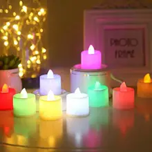 1pc led fliker flameless vela luzes seguro multicolorido simulação da lâmpada cor chama chá luz festas ou decoração do feriado