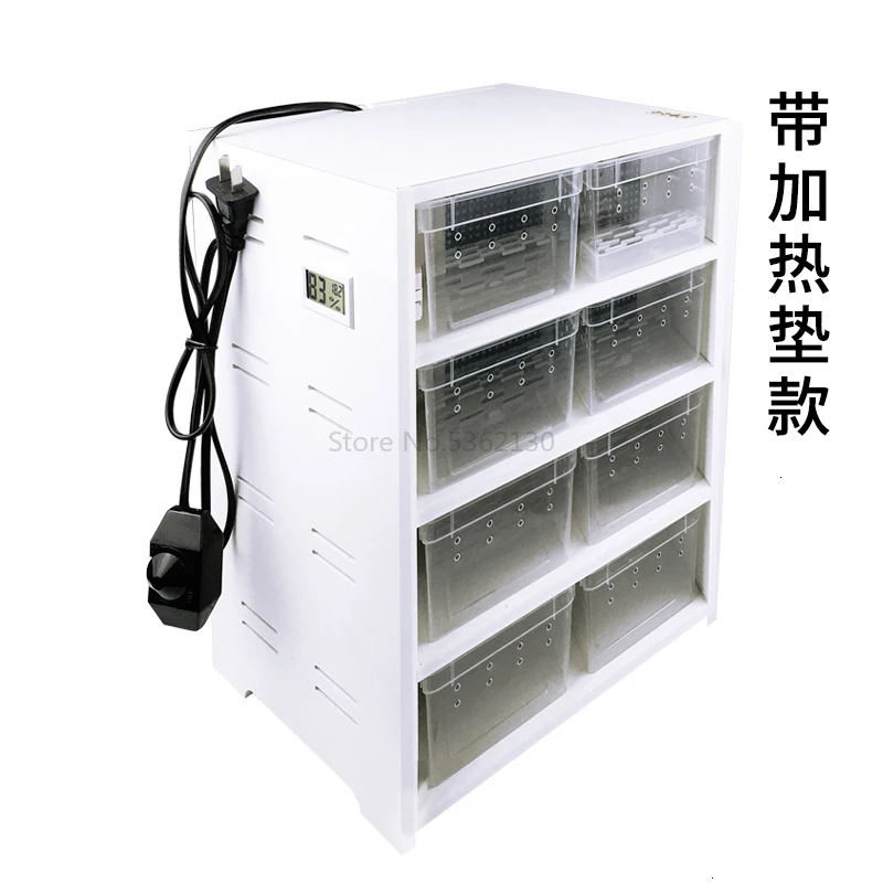 ПВХ гусеничный инкубатор, гусеничный ПЭТ коробка для выращивания, лягушка, черепаха, паук охранный дворец, отопление разведение инкубатор ПЭТ шкаф - Цвет: Темно-серый
