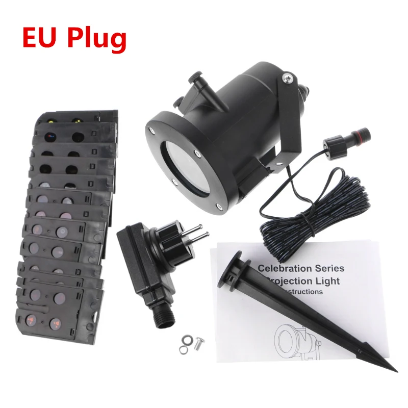 EU Plug Водонепроницаемый проектор вращающийся пейзаж лампа 12 переключаемый узор Светодиодный прожектор для рождественской вечеринки 634E - Испускаемый цвет: EU Plug