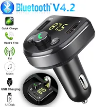 Freihändiger Drahtloser Bluetooth FM Transmitter LCD MP3 Player USB Ladegerät Aux Modulator Bluetooth Car Kit(China)