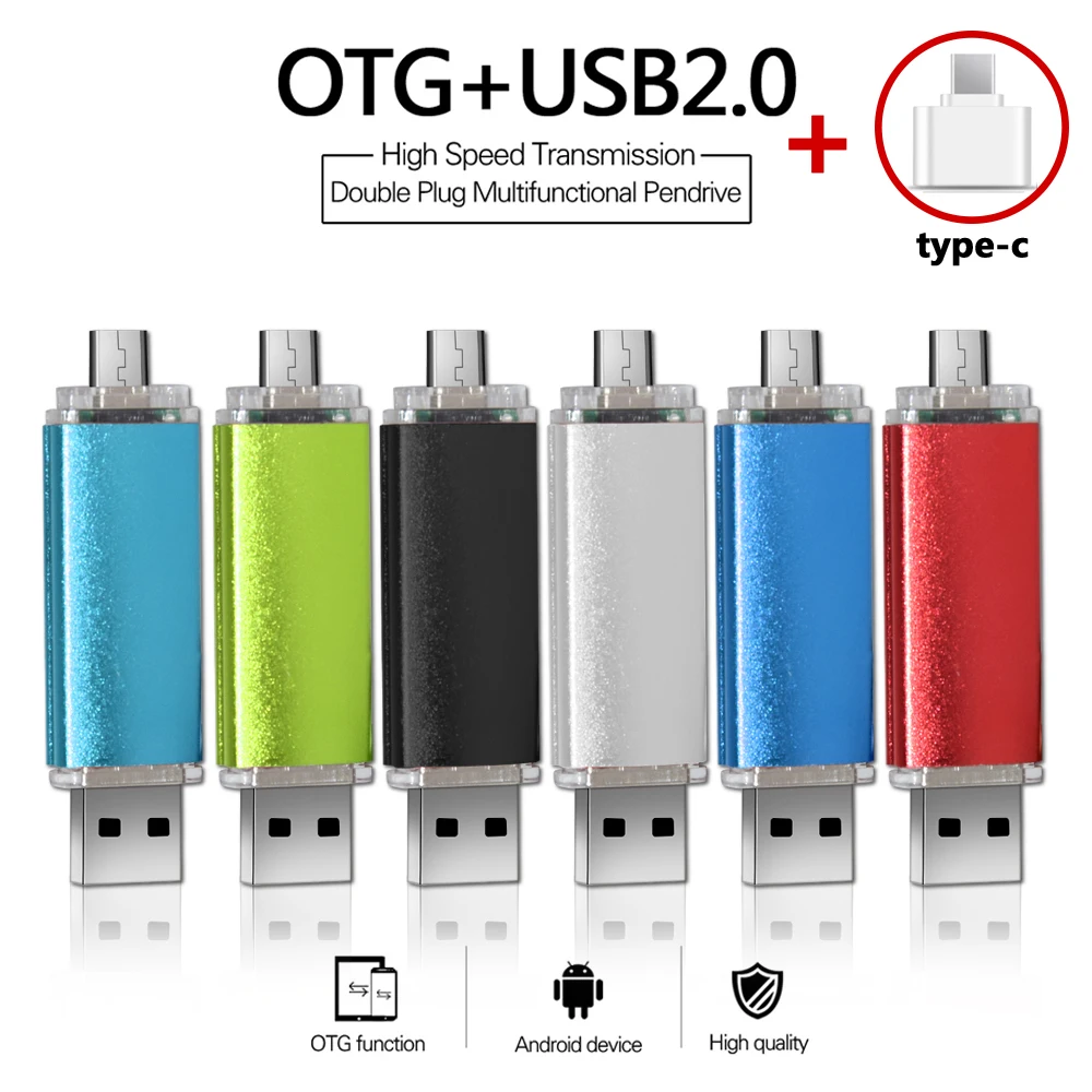 Высокоскоростной OTG USB флэш-накопитель металлический 16 ГБ 32 64 внешнее хранилище