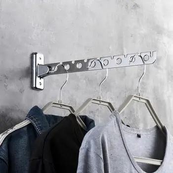 

Wall Mounted Drying Rack Holder Clothes Stand Stainless Steel Hanger Wardrobe Balcony Landary Cloakroom Folding Hanger 6 8 Holes