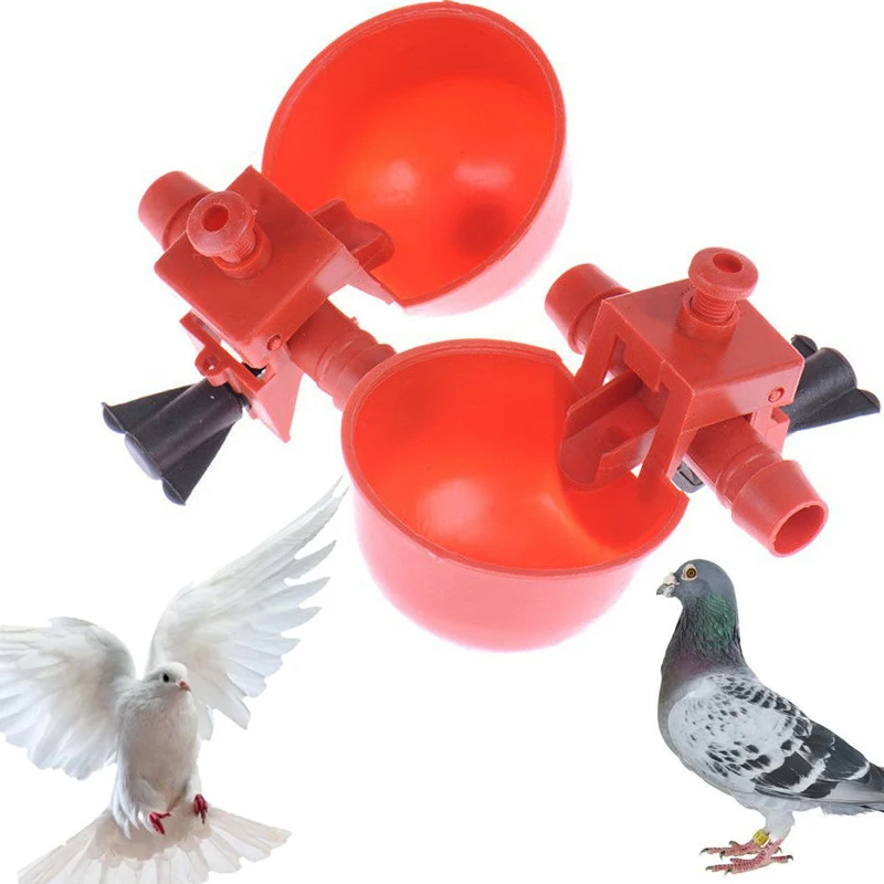 

Red Waterer Animal Feeders Automatic Bird Coop Feed Poultry Chicken Fowl Drinker Water Drinking Cups with fixed screw buckle